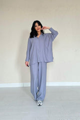 Bej Alice Gömlek Ve Bol Kesim Pantolon Takım