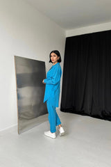 Fuşya Gömlek Ve Çıtçıtlı Pantolon Takım