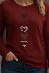 Kadın Uzun Kollu Bisiklet Yaka Desenli Viskon Bluz