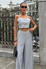 Crop Plazzo Pantolon Takım 10155-08