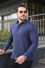 Erkek Uzun Kollu Müslin Kumaş Gömlek