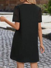 Kadın Kısa Kollu V Yakalı Kısa Janjan Krep Elbise