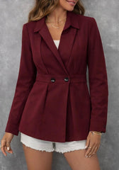 Kadın Düğme Ve Plise Detay Arkası Lastikli Ceket