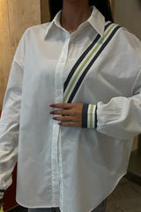 Bant Detaylı Oversize Poplin Gömlek 3436
