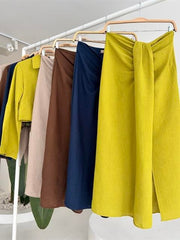 Crop Gömlekli Ve Eteği Büzgülü Tasarım Takım 10195