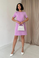 Mavi Kısa Kol Atlas Mini Elbise