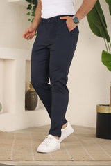 Erkek Casual Slim Fit Cord Desenli Kumaş Pantolon