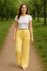 Kadın Beli Lastikli Pol Paça Pantolon