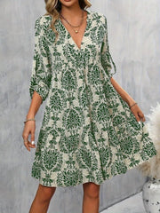 Kadın Uzun Kollu V Yakalı Fırfırlı Mini Süprem Elbise