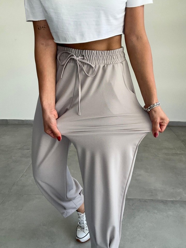 Kadın Dalgıç Krep Full Likralı Paçası Pens Detay Pantolon