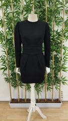 Kadın Uzun Kollu Bisiklet Yaka Bel Kemer Detay Ithal Krep Elbise