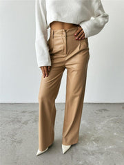 DERİ PALAZZO PANTOLON BORU PAÇA - Siyah