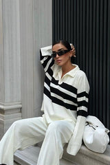 Cerly Çizlili Triko Pantolon Kazak Takım 9977