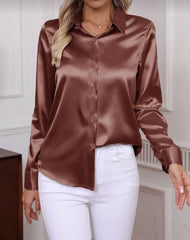 Kadın Uzun Kollu Saten Gömlek