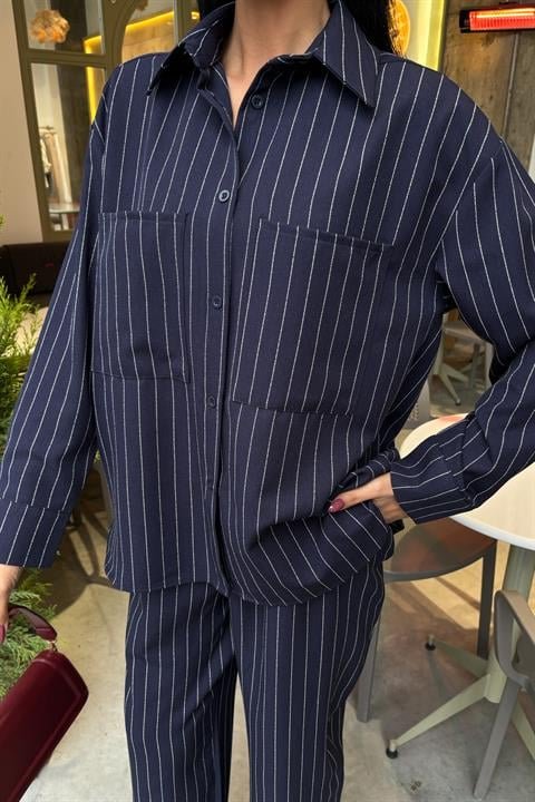 Palazzo Pantolonlu Çizgili Takım 10092