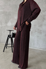 SİMLİ GÖMLEK - PANTOLON TAKIM - Bordo