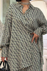 Yeşil Dijital Desenli Gömlek Ve Pantolon Takım