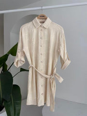 Süzene Nakışlı Ve Gold Düğmeli Elbise 2742