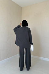 Vizon Klasik Fitilli Kazak Ve Pantolon Takım