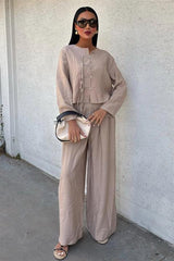 Önü İnce Kordon Detaylı Ve Double Paça Pantolonlu Takım 10180