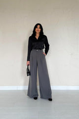 Füme Pileli Comfort Pantolon