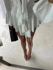 Kadın Dalgıç Kumaş Fırfırlı Elbise