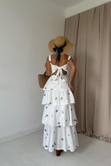 Kırmızı Kat Kat Arkası Bağlamalı Elbise