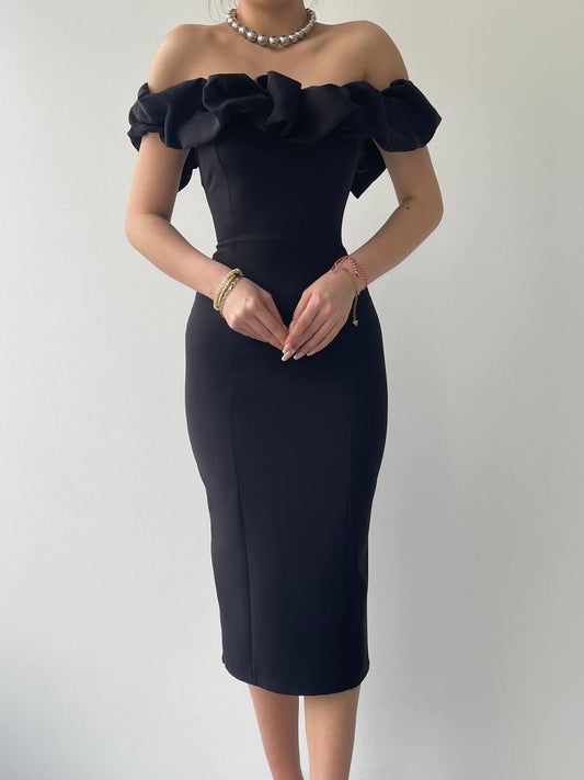 Popi Madonna Yaka Kalem Elbise