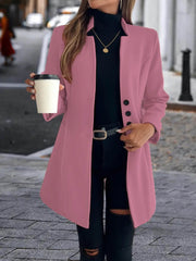 Kadın Uzun Kollu Kırlangıç Yaka önden Düğmeli Kısa Kaşe Kaban