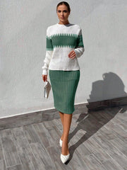 Kadın Uzun Kollu Triko Etekli Takım