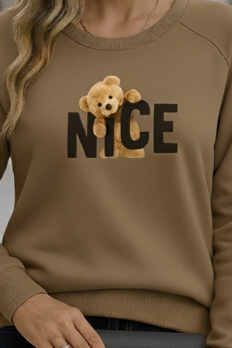 Kadın Uzun Kollu Bisiklet Yaka Viskon Iki Iplik Bluz