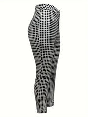 Kadın Yüksek Bel Desenli Dalgıç Pantolon