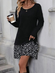 Kadın Uzun Kollu Bisiklet Yaka şardonlu Kaşkorse Bluz Ve Süprem Etek Elbise