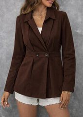 Kadın Düğme Ve Plise Detay Arkası Lastikli Ceket