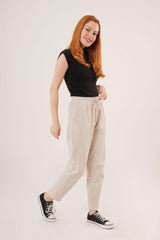 Cepli Belden Bağlamalı Paça Detaylı Haki Pantolon