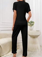 Kadın Kısa Kollu Bisiklet Yaka Kol Katlama Detay Kaşkorse Ikili Takım