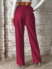 Kadın önden Fermuarlı Cepli Geniş Kesim Lame Deri Pantolon