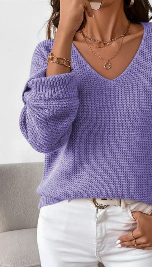 Kadın Uzun Kollu V Yakalı Düğmeli Triko Bluz