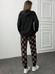 Kadın Uzun Kollu Iki Iplik Kumaş Fermuar Ve Cep Detay Kapüşonlu Ikili Takım