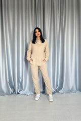 Mor 3 Taş Motifli Gömlek Ve Pantolon Takım