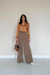 Füme Pileli Comfort Pantolon