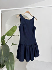 Balon Etekli Tensel Mini Elbise 2887