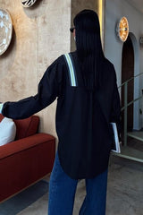 Bant Detaylı Oversize Poplin Gömlek 3436
