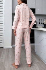 Toz Pembe Sonbahar Kirazları Soft Pijama Takımı 7039