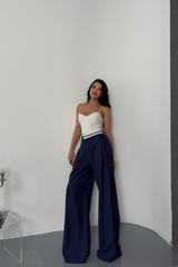 PANTOLON BEL ŞERİT DETAYLI - Gri