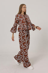 İşlemeli Oversize Pantolon - Beyaz