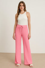 Kadın Beli Lastikli Pol Paça Pantolon