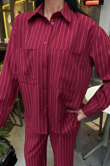 Palazzo Pantolonlu Çizgili Takım 10092