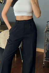 Kadın Yüksek Bel Cepli Ithal Krep Pantolon