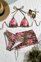 Leopar Zambak Baskılı Pareolu Bikini Takım M-9035